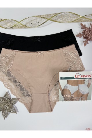 Високі трусики сліпи бавовна з мереживом La Vivas 10217